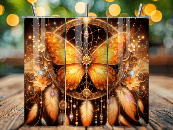 Download Golden Glow Butterfly Tumbler Wrap - Golden glow Collection