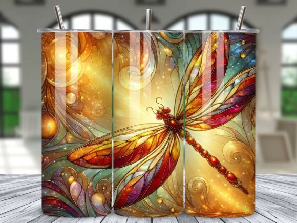 Download Golden Glow Dragonfly Tumbler Wrap PNG - Golden glow Collection